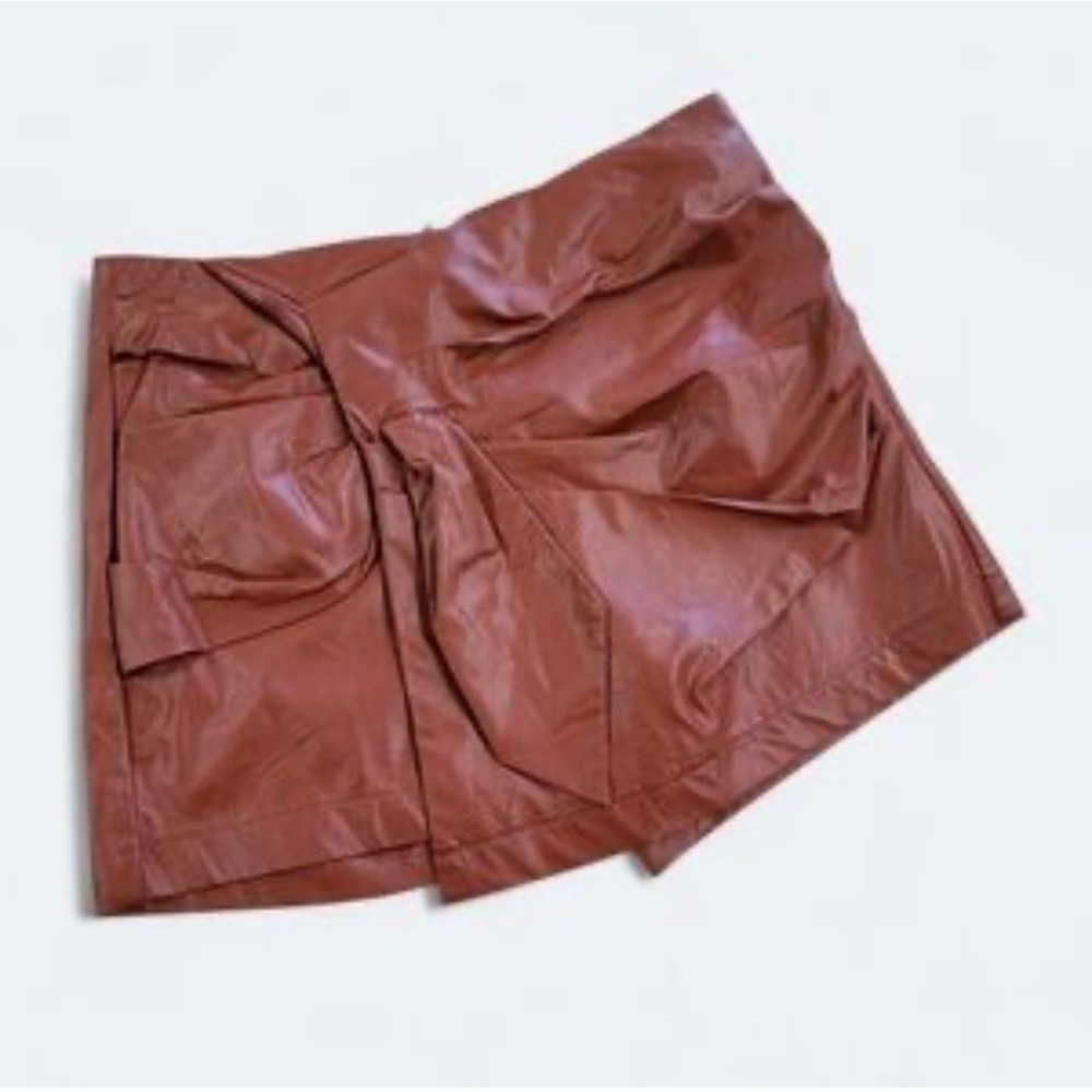Pants Store Faux Leather Tie‎ Front Shorts Rust Orange Women's Size L